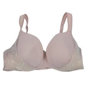 Cacique Pink Lace Underwire Lightly Lined Balconette Bra Size 38DDD